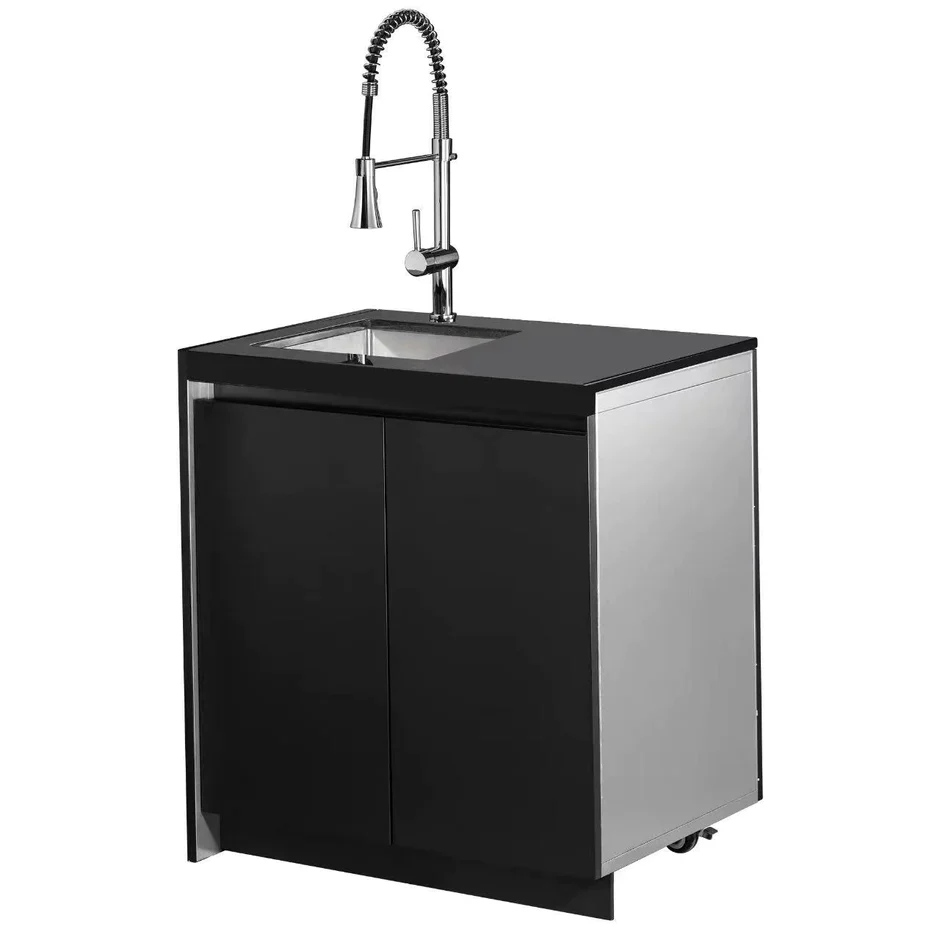 Aspire 6 Burner BBQ Outdoor Modular Kitchen with Sink, Single Fridge & Cabinet - Image 5