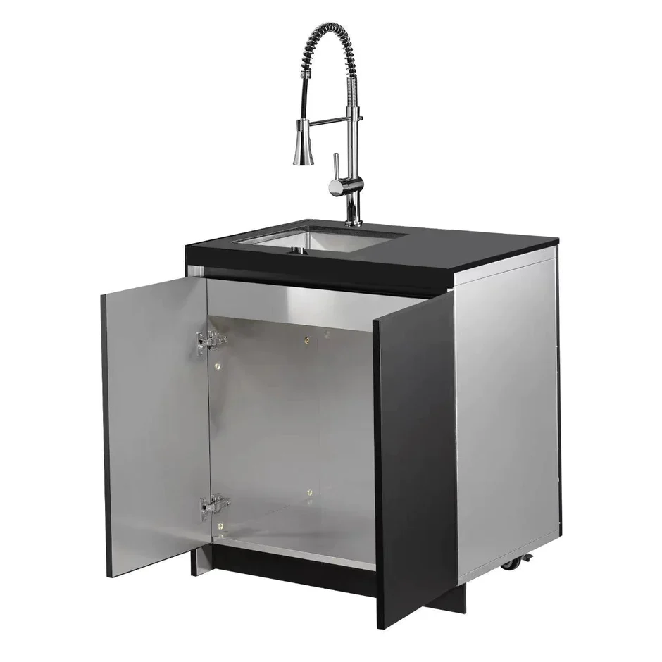 Aspire 6 Burner BBQ Outdoor Modular Kitchen with Sink, Single Fridge & Cabinet - Image 6