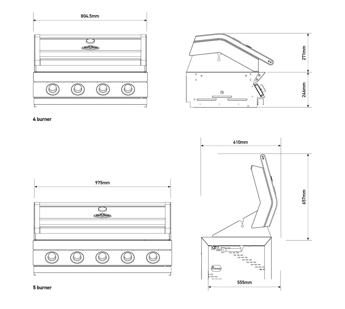 Beefeater 1600 Series Dark 5 Burner Built-In BBQ - Image 9