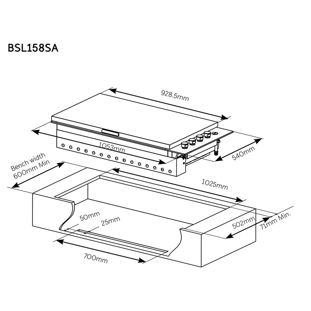 Beefeater Signature ProLine 6 Burner Stainless Steel Built-In BBQ with Lid - Image 4