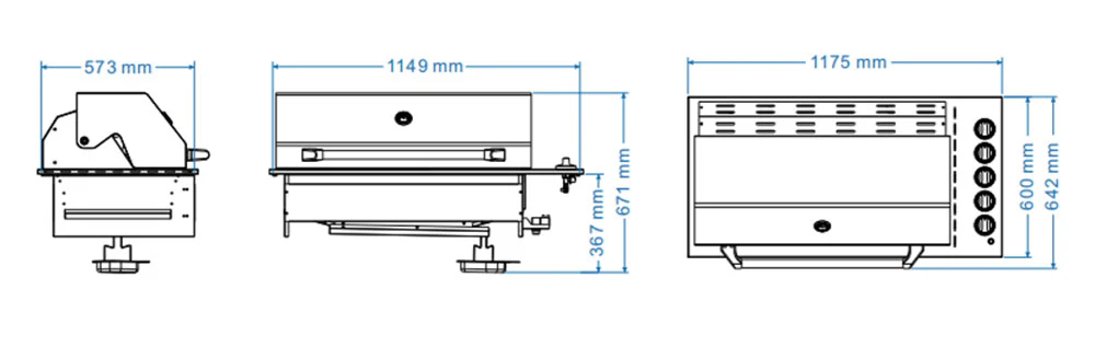 Sirius Black Drop-in 5 Burner Gas BBQ and Sirius Black finish 1200mm BBQ Canopy Rangehood - Image 7